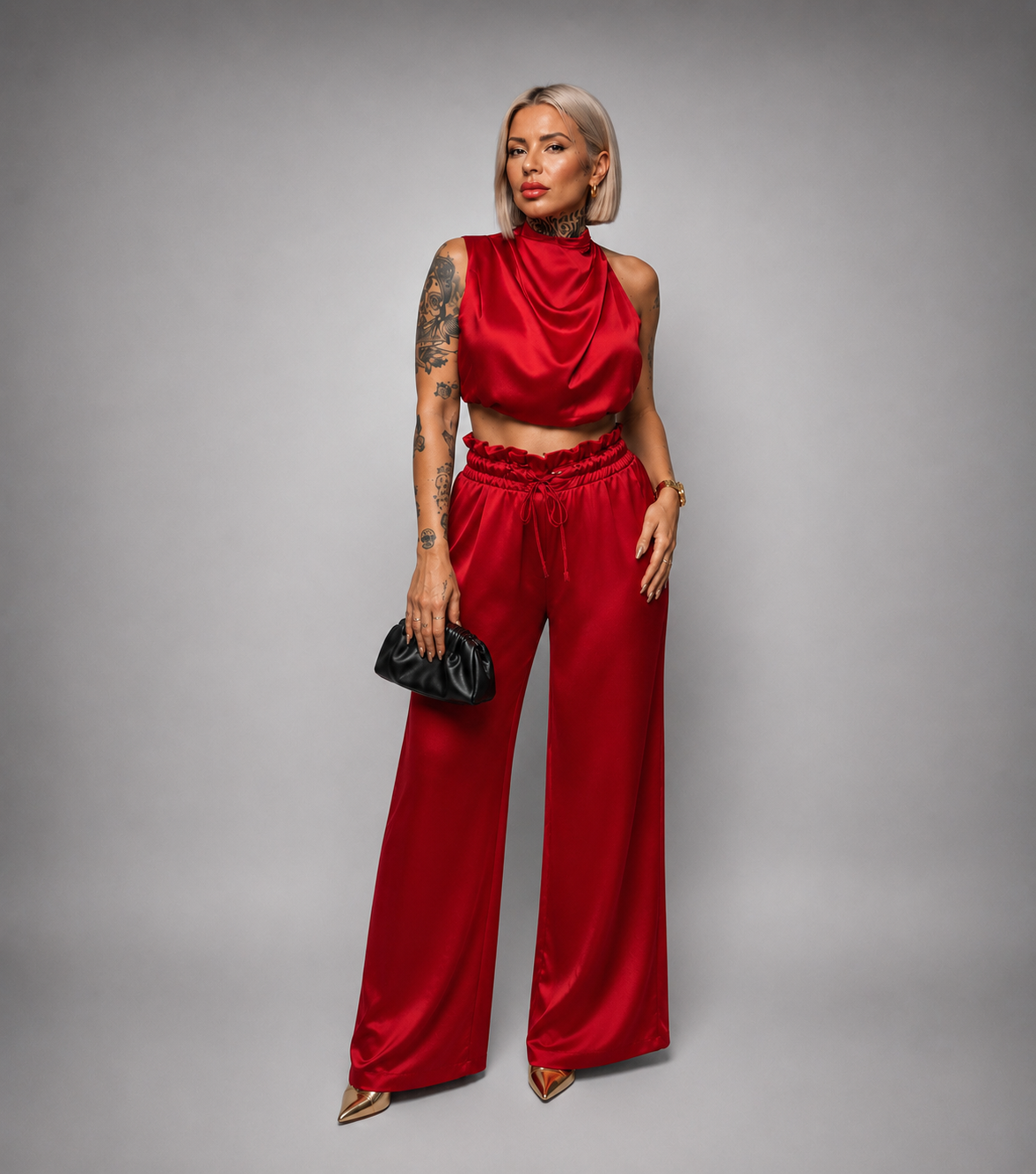 Conjunto de Satén Top + Pantalón Fluido