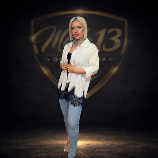 Camisa con Detalle Lencero Blanco