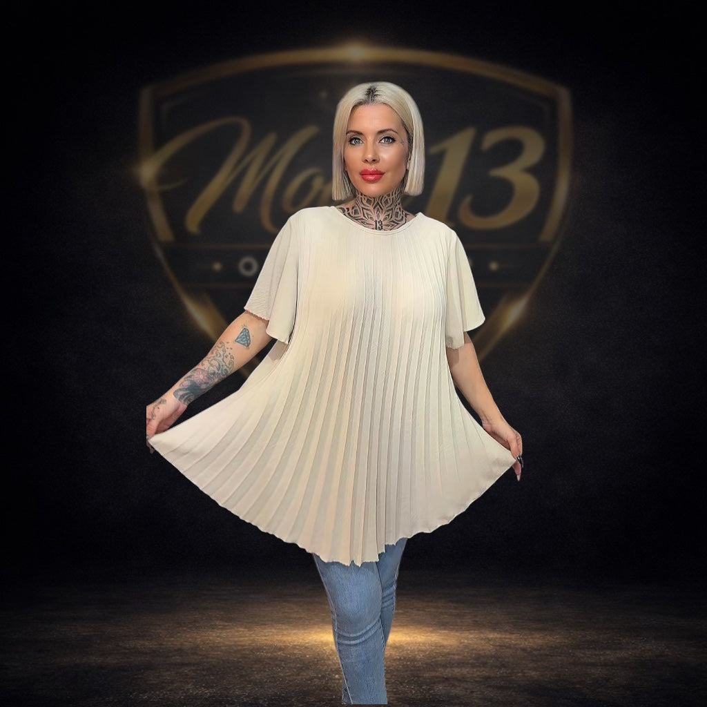 Blusa Plisada Taupe