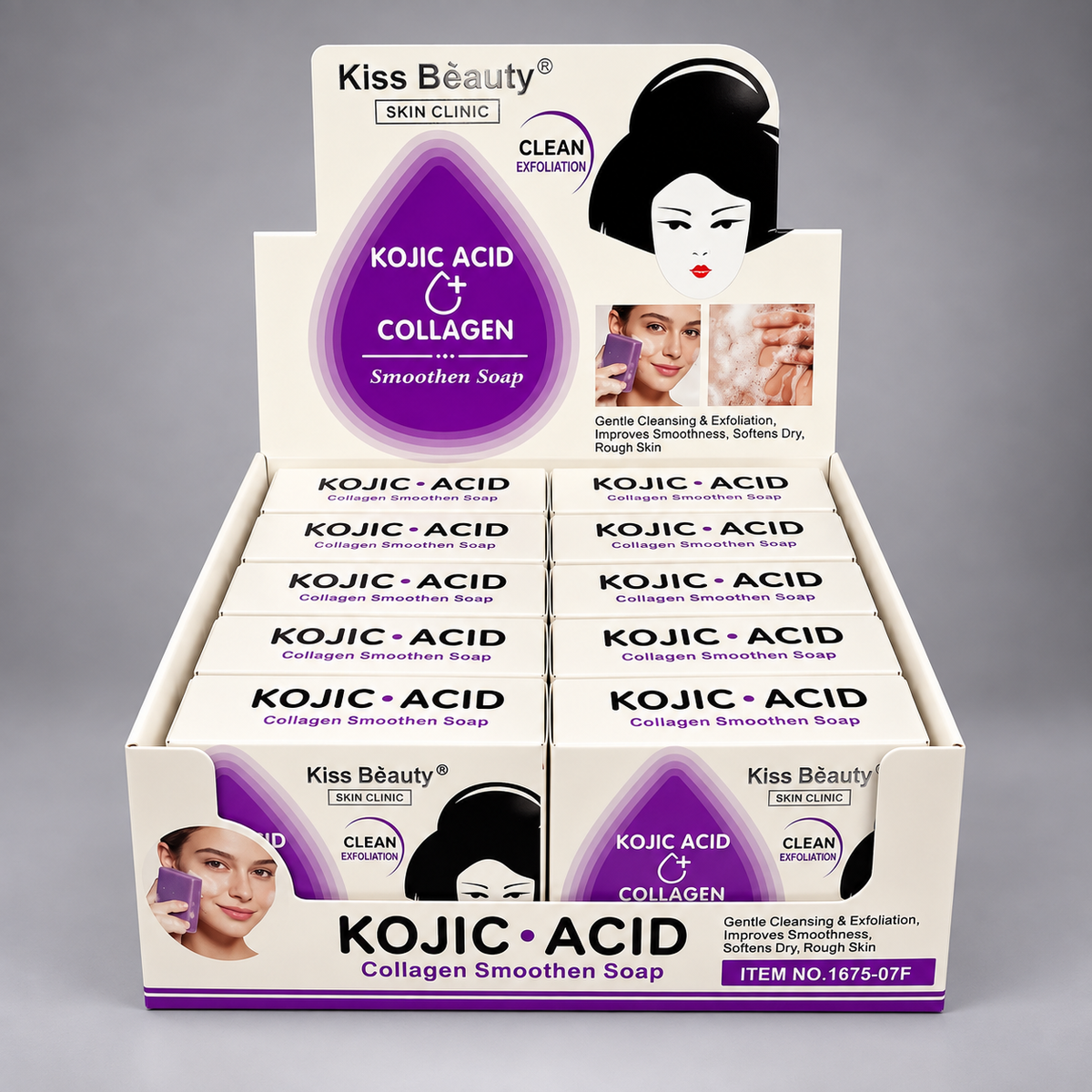 Jabón Facial de Ácido Kójico y Colágeno Kiss Beauty