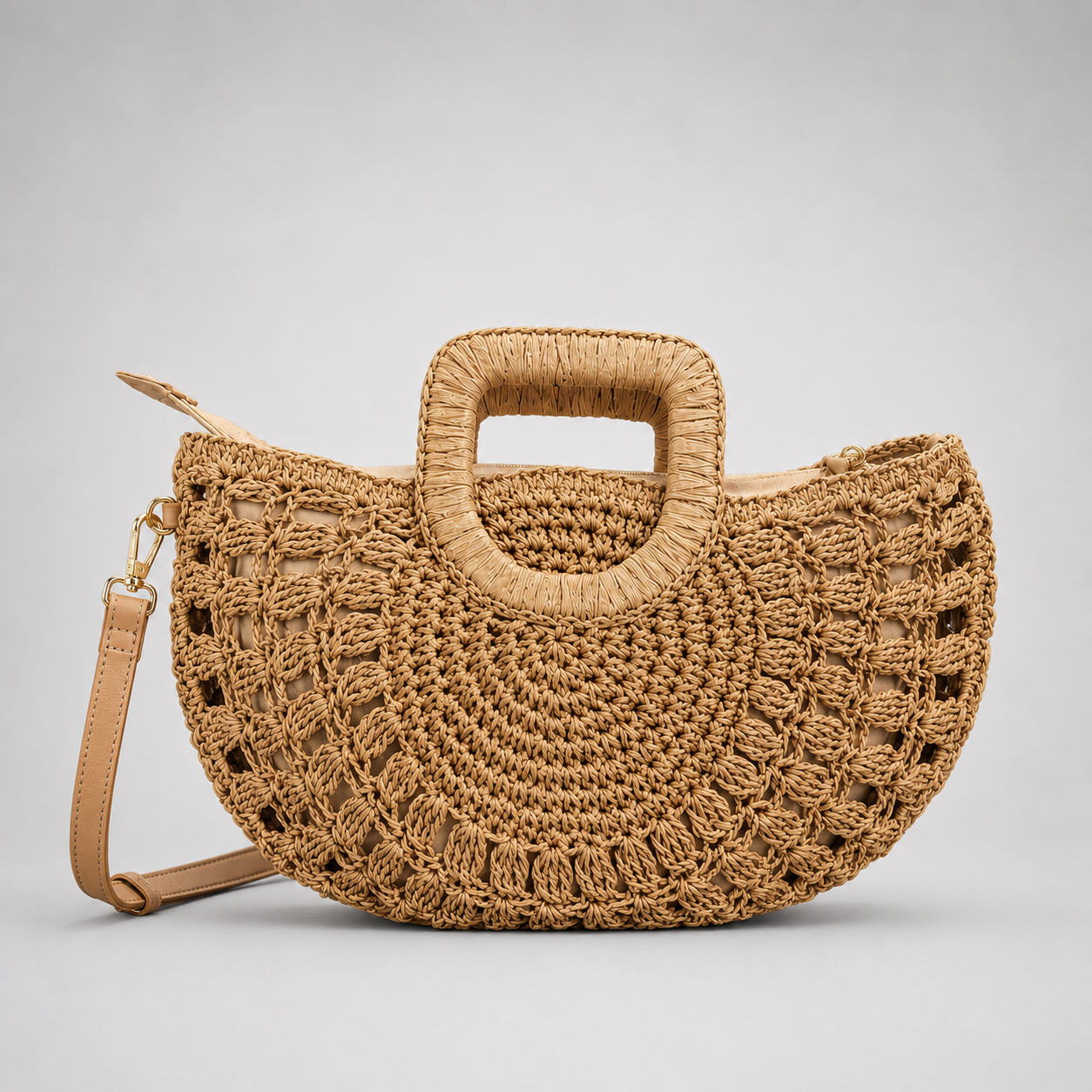 Bolso de Rafia Natural con Asa y Bandolera
