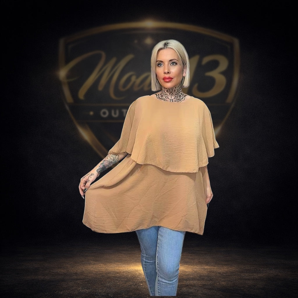Blusa Capa Camel