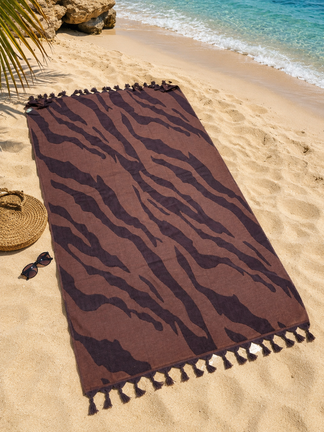 Toalla de Playa 100% Algodón Egipto con Flecos