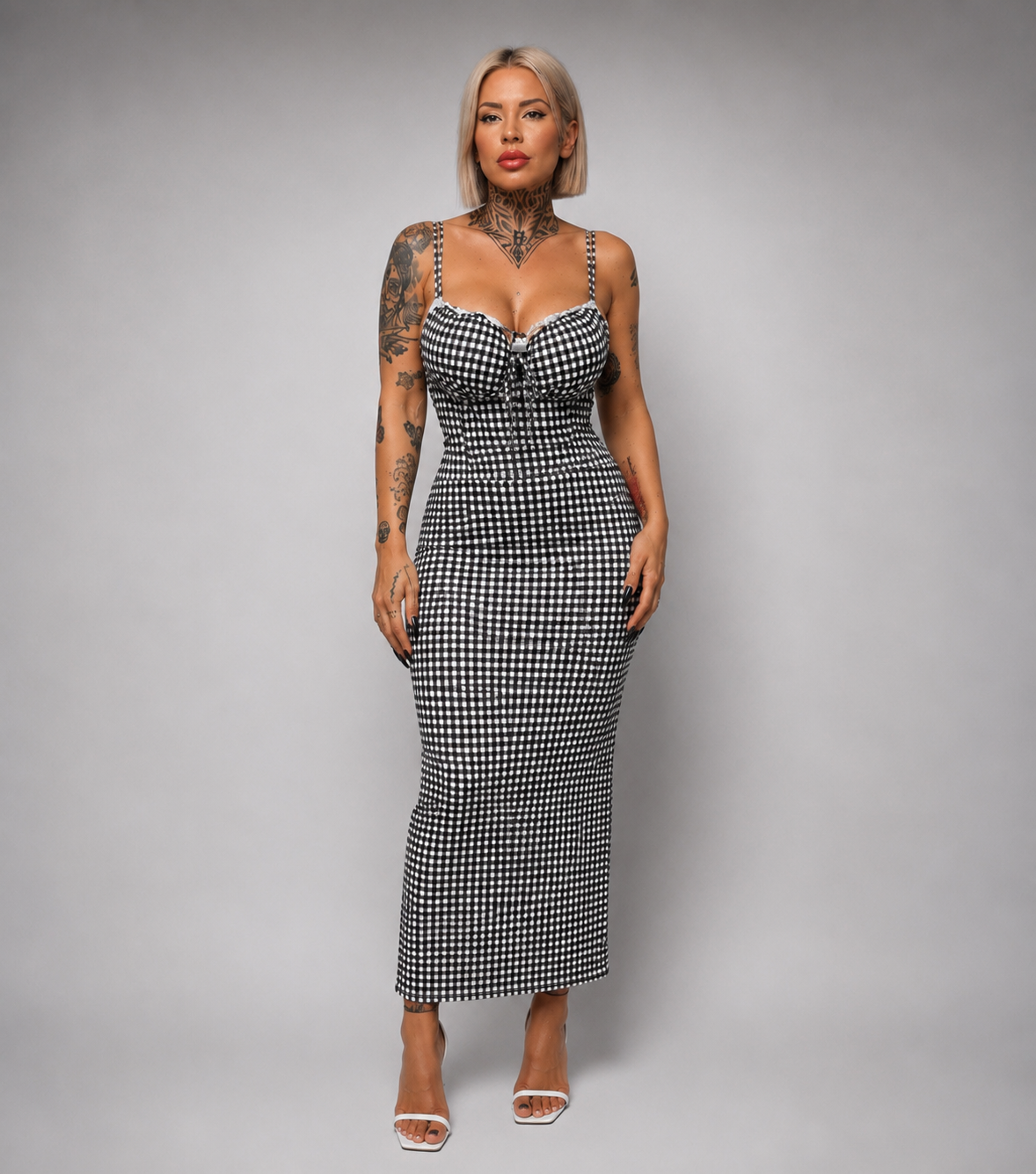 Vestido Largo Vichy Ajustado