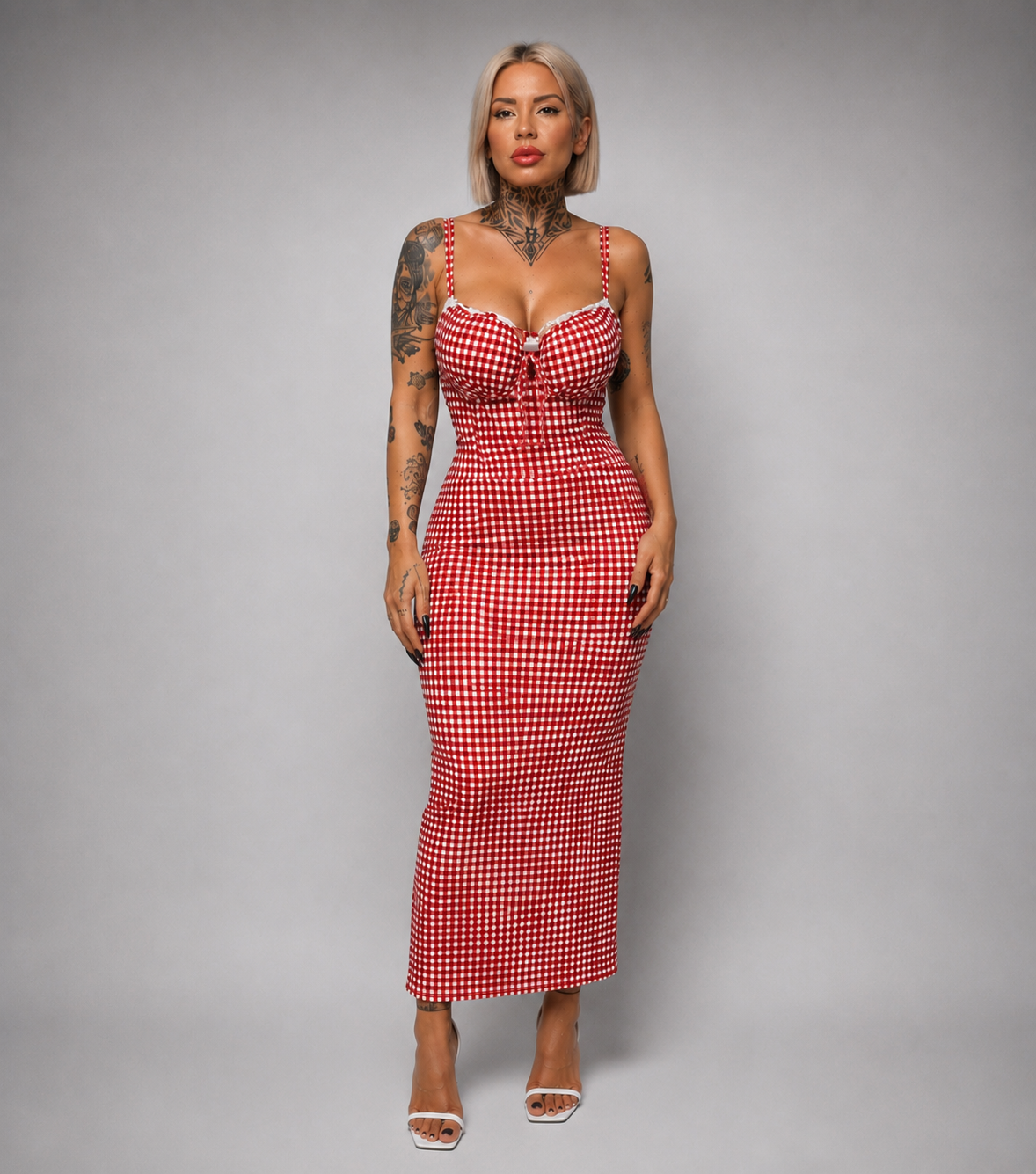 Vestido Largo Vichy Ajustado