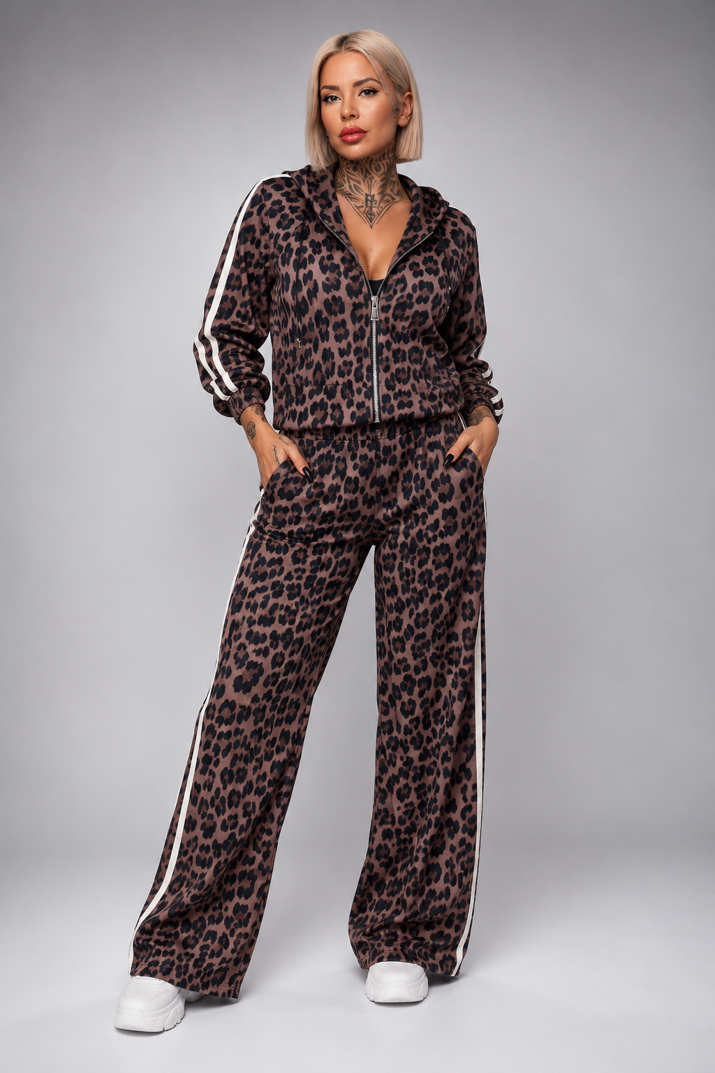 Conjunto Chándal Animal Print Con Cremallera