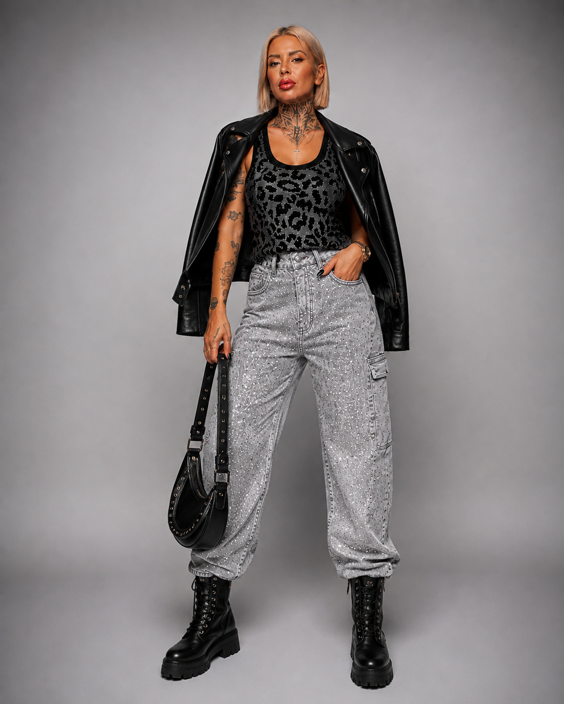 Pantalón Cargo Brillo con Strass