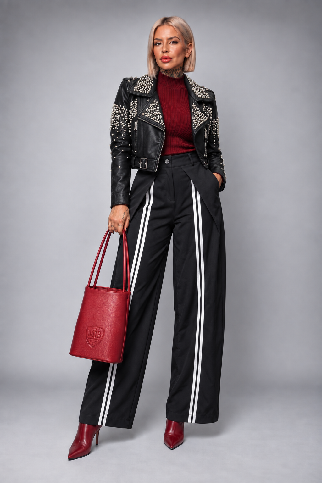 Pantalón Doble Pinza con Franjas Blancas Laterales