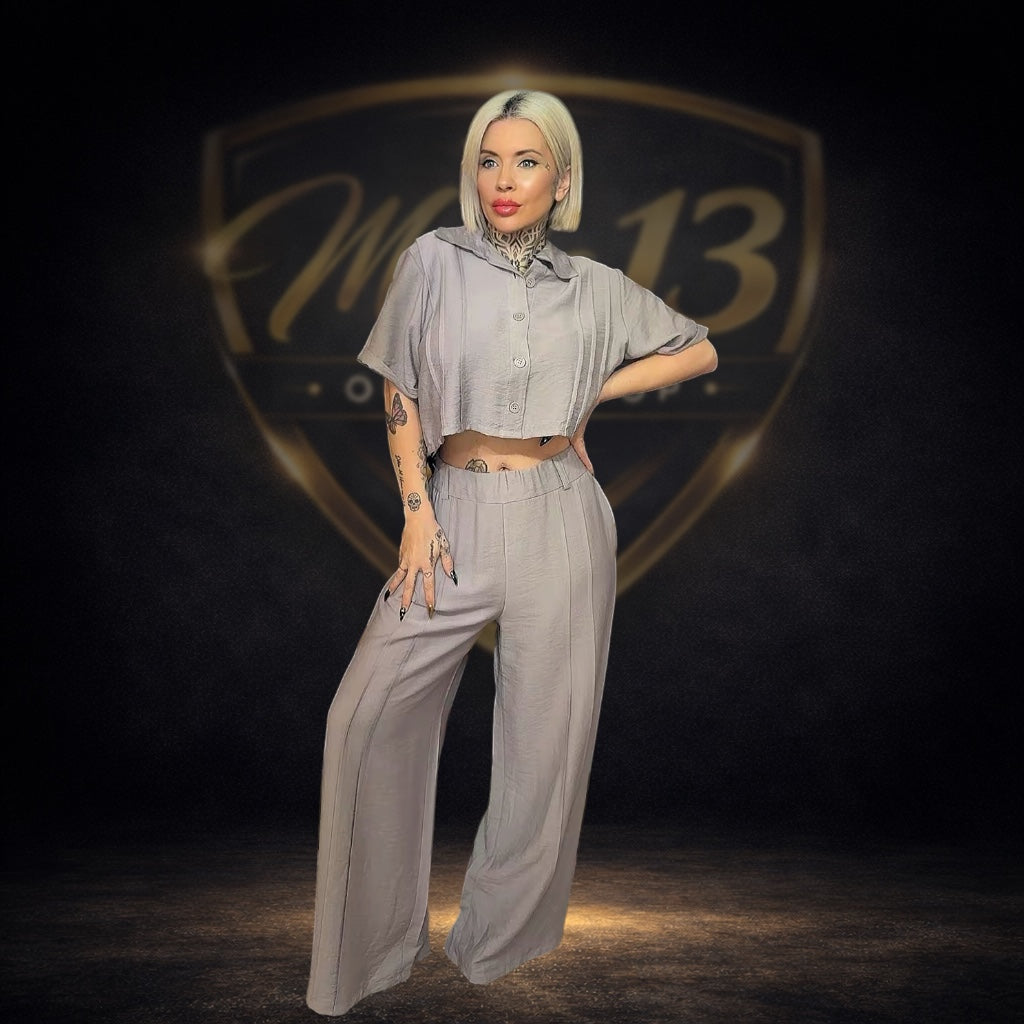 Conjunto Caribean con Espalda Descubierta Gris