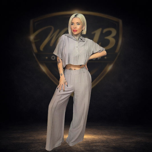 Conjunto Caribean con Espalda Descubierta Gris