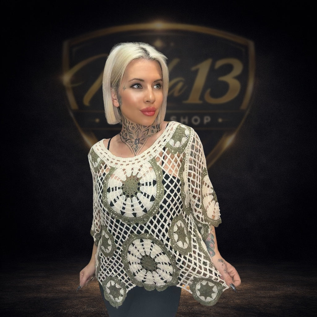 Camiseta Crochet Kaki