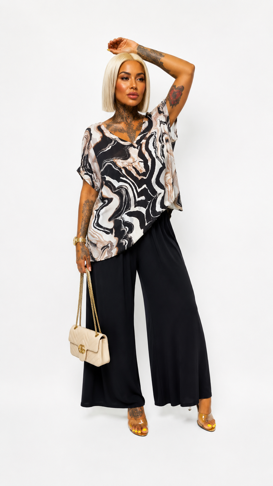 Conjunto Estampado Mármol con Pantalón Fluido