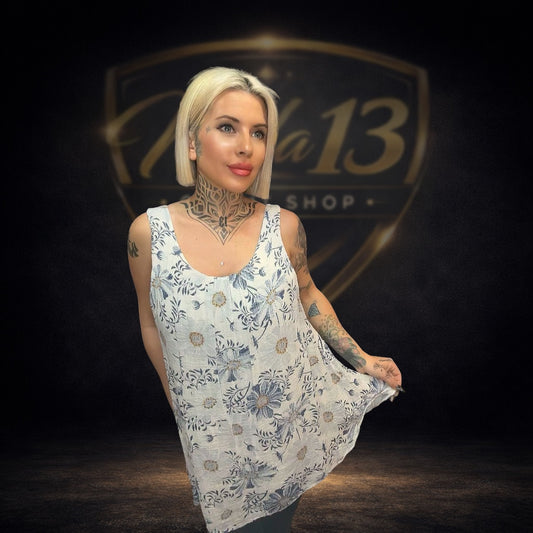Camiseta Floral con Forro Blanca