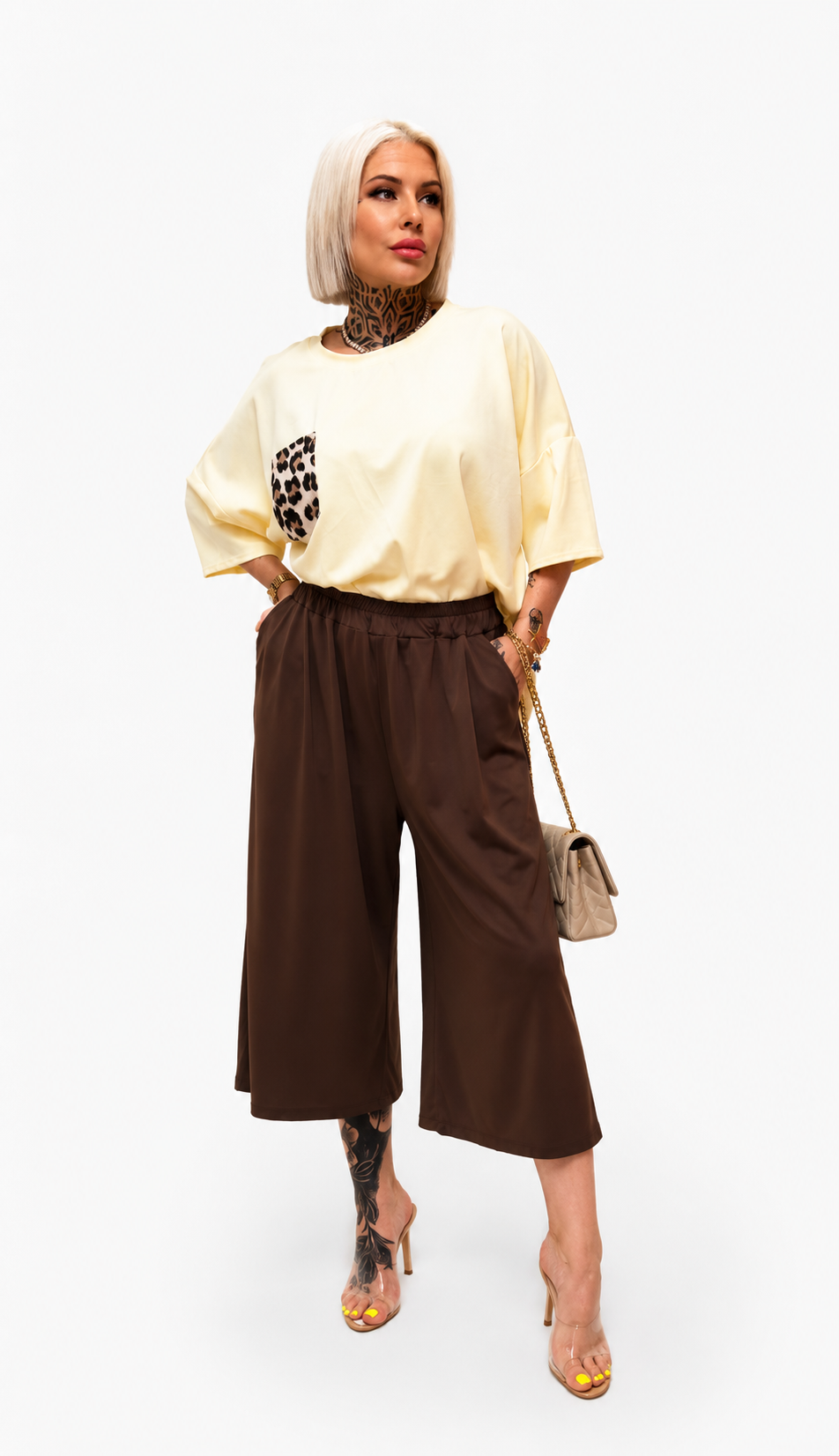 Camiseta Oversize con Bolsillo Animal Print