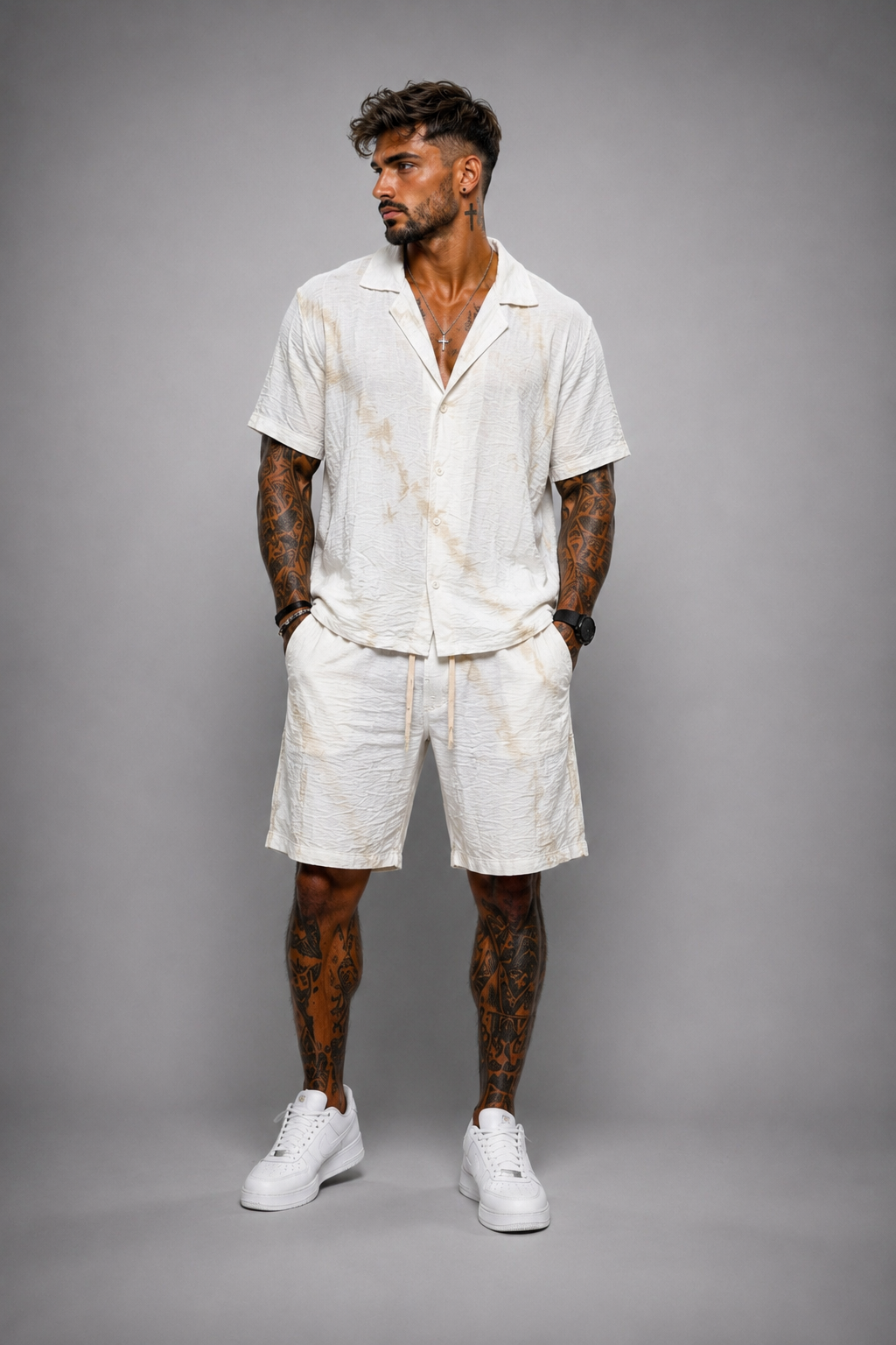 Conjunto Hombre Camisa y Bermuda Estampado