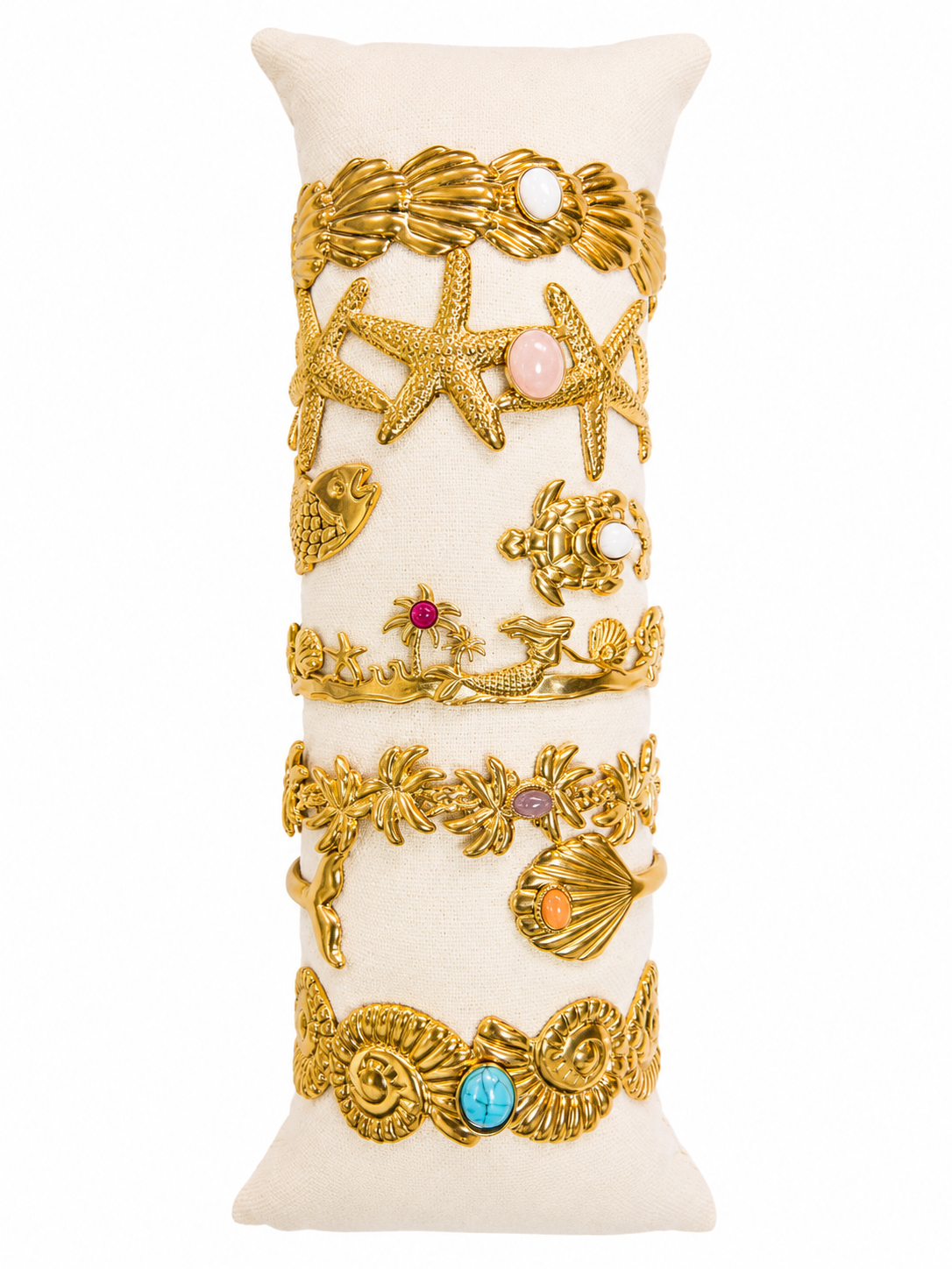 Pulsera Dorada con Piedras de Color e Inspiración Marina