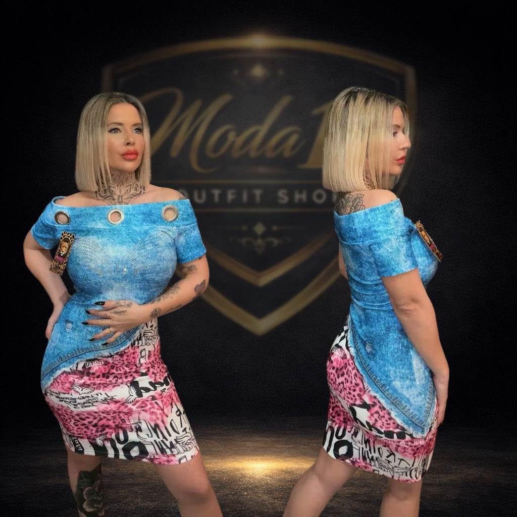 vestido animal pink
