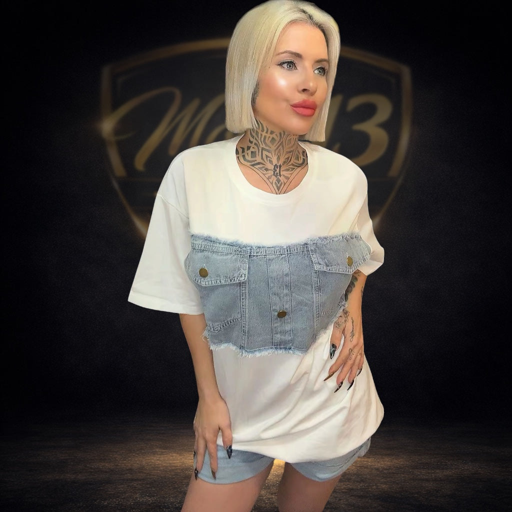 Camiseta Oversize Efecto Vaquero