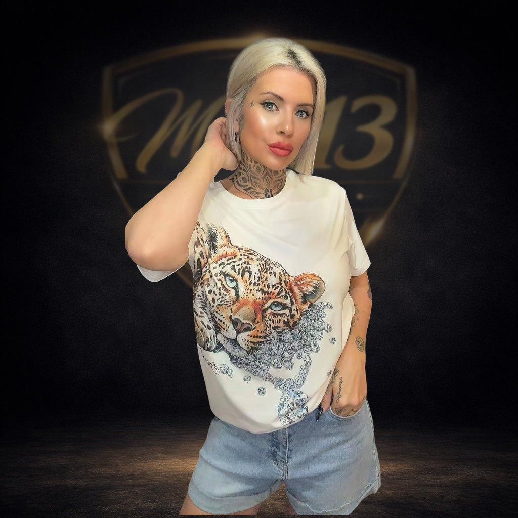 Camiseta Tigre con Pedrería